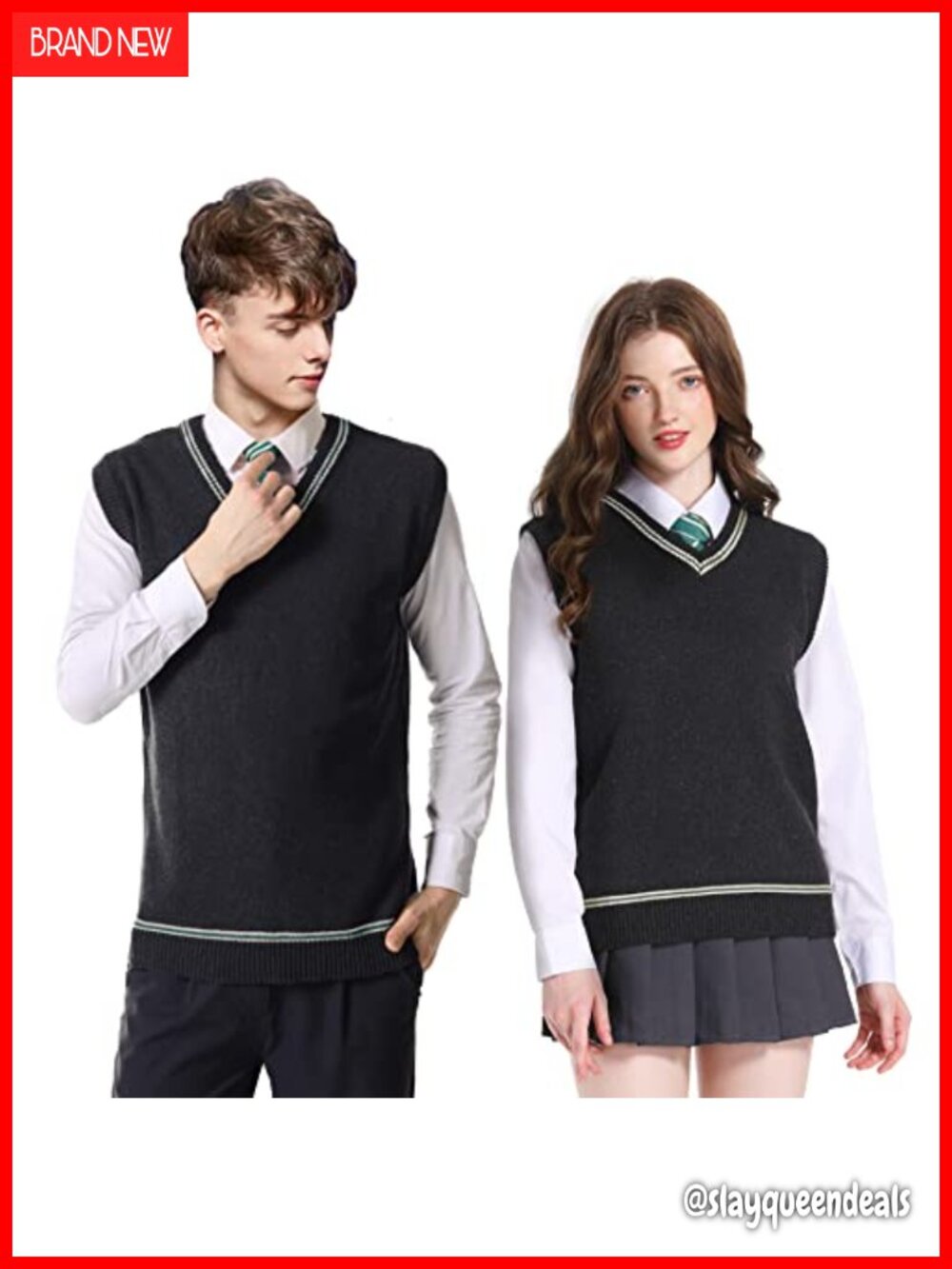 Unisex Knit Sweater Vest V-Neck Sleeveless Pullover Cosplay School Uniform